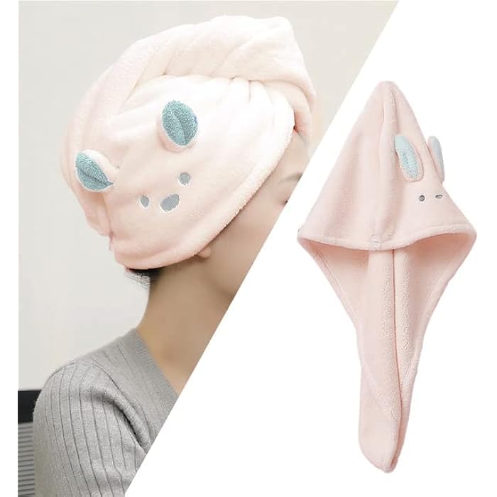Generic Microfiber Hair Towel, Hair Turbans for Wet Hair, Curly Hair, Hair Drying Towel, Rabbit Ears Super Absorbent Towel Assorted Colors - Image 4